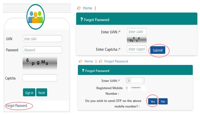 Reset EPF UAN Login Password using Forgot Option for Member Portal or EPF Passbook portal