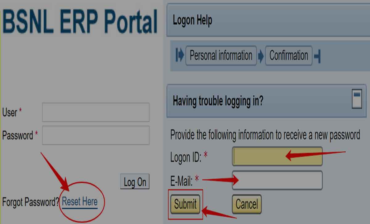 Reset BSNL ERP Login Password Online