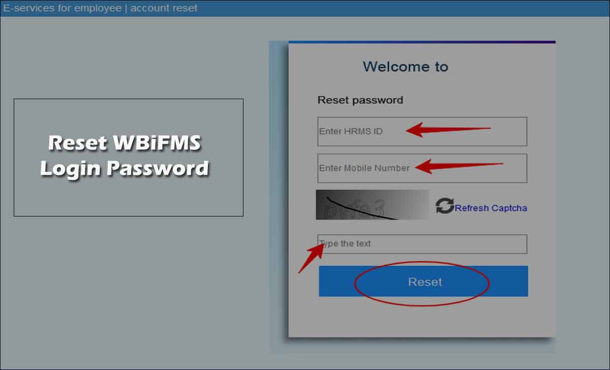 Reset WBiFMS HRMS Login Password using Forgot