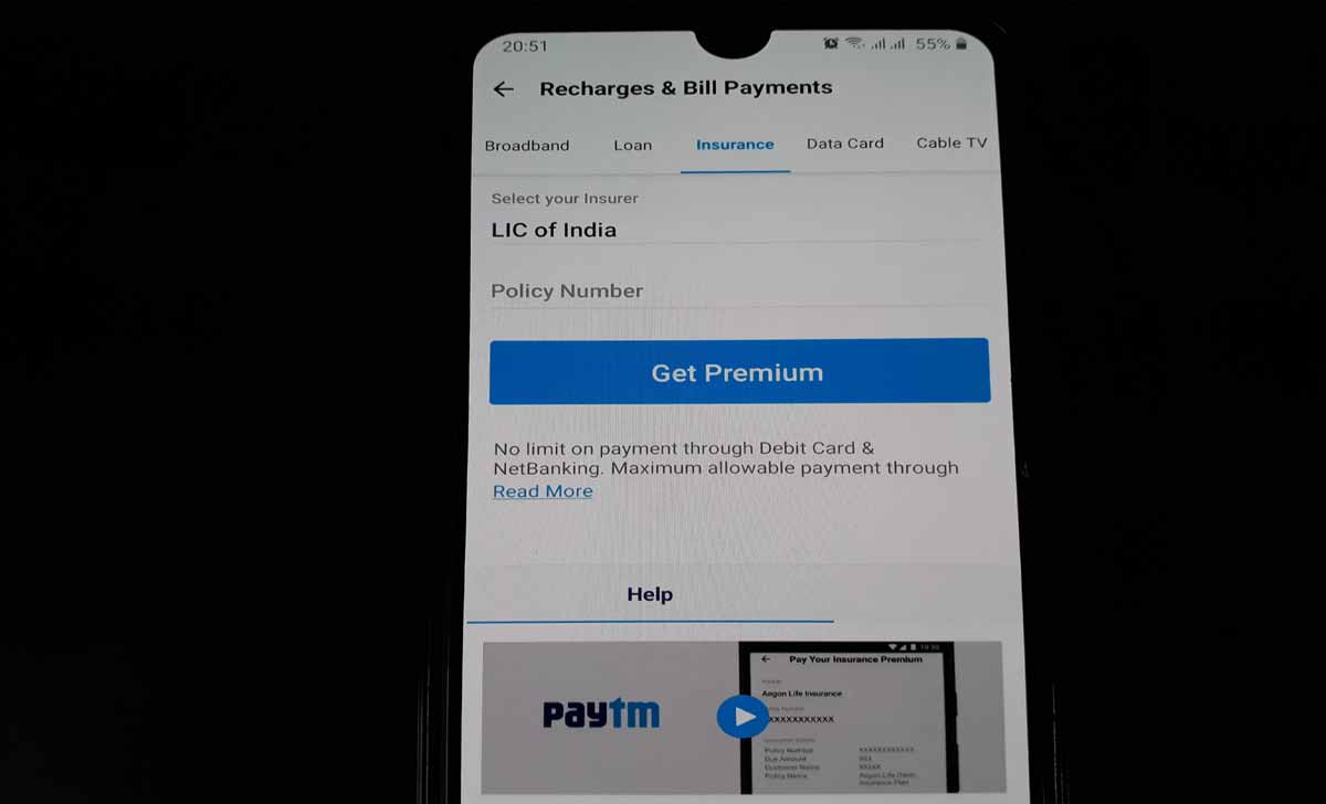 LIC Premium Payment Online on PAYTM App