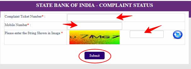 SBI Complaint Status