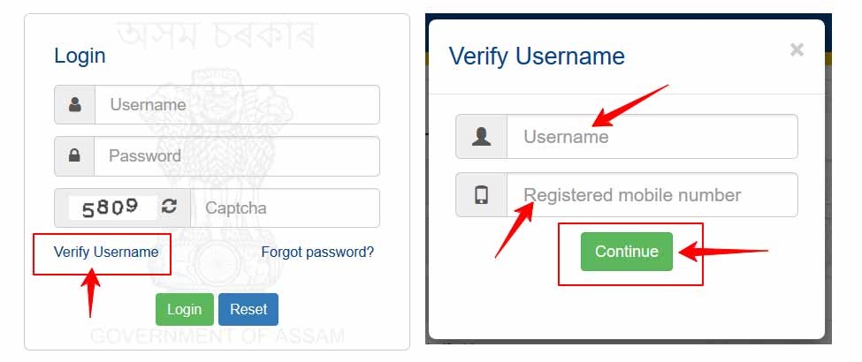 Verify FinAssam Login Username