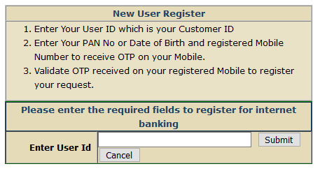 PSB Net Banking New User Registration