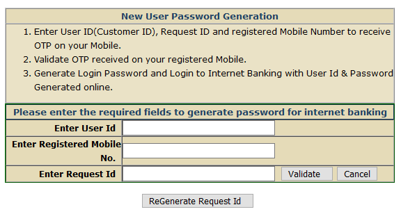 PSB Net Banking Password Generation for New User