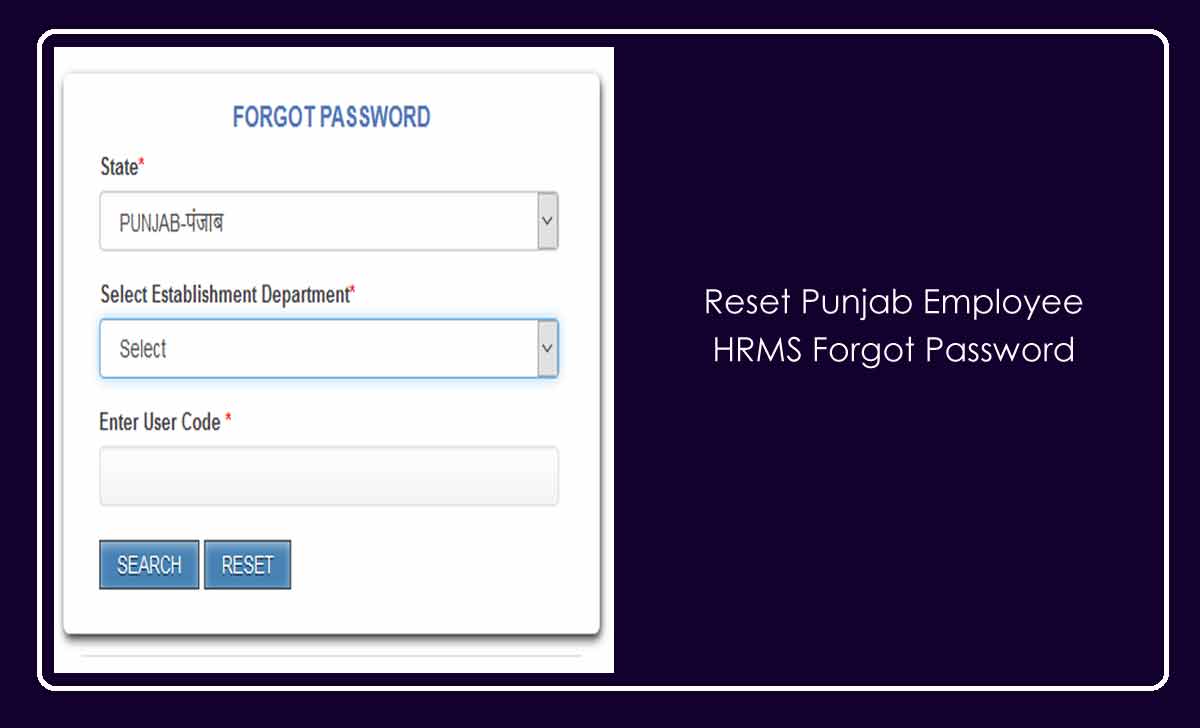 Punjab iHRMS Forgot Password
