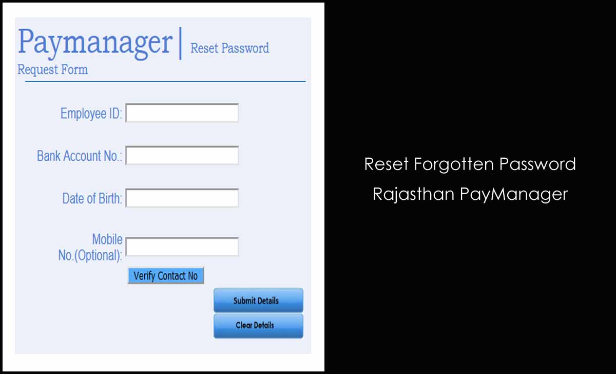 Reset Rajasthan PayManager Forgot Password for Login