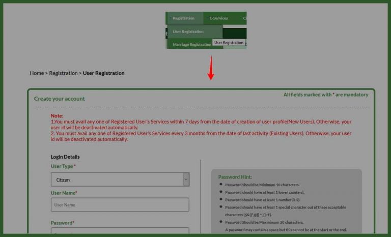TNREGINET Portal User Registration