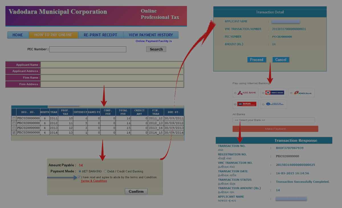 Vadodara Professional Tax Online Payment Process