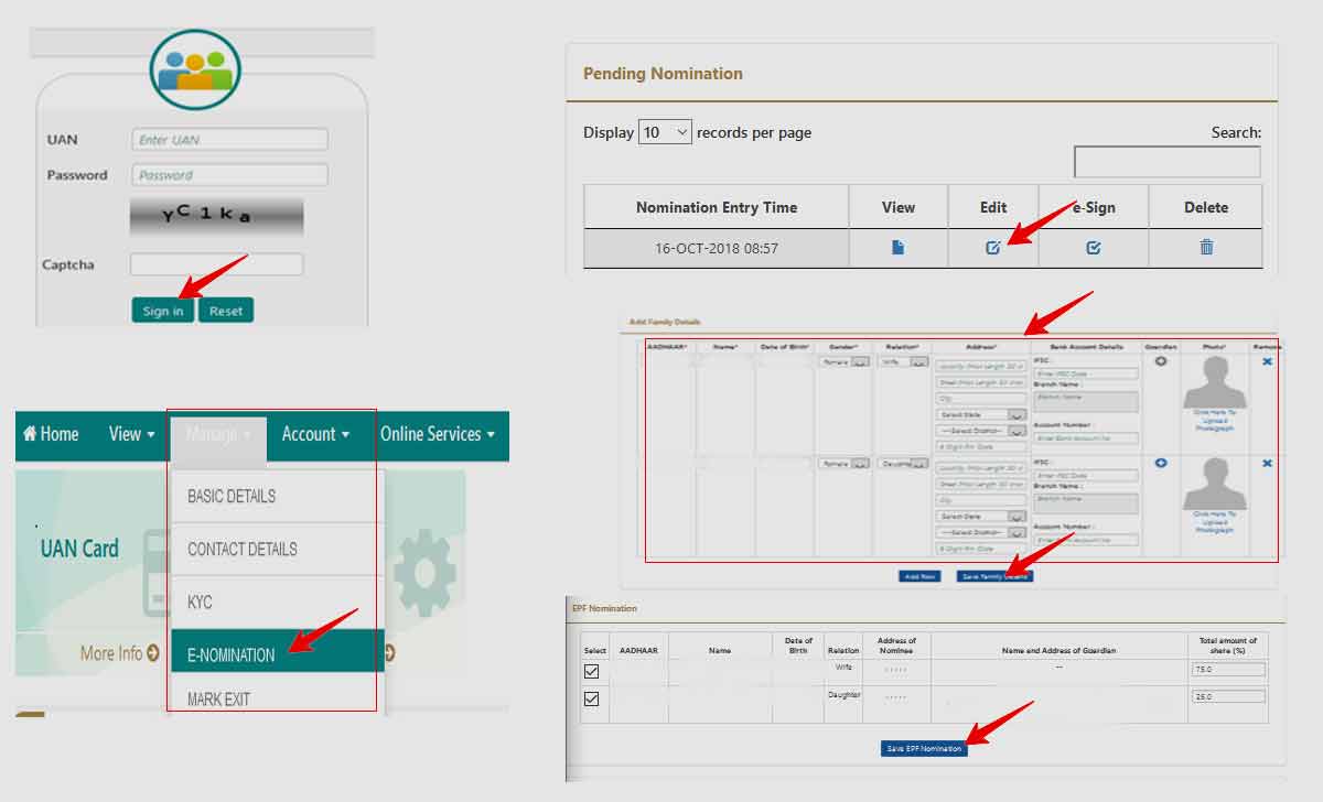 EPF Nomination | EPF E Nomination at UAN Member Portal