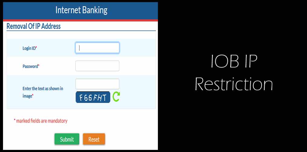 IOB Net Banking IP Restriction Removal