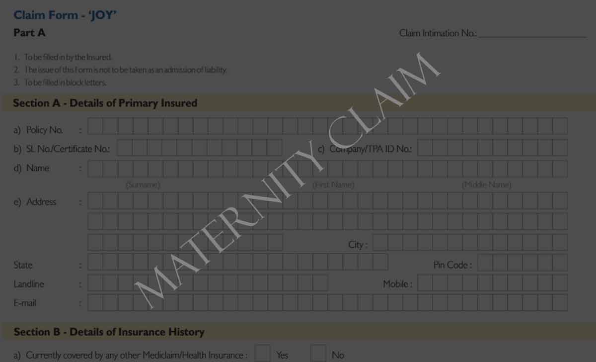 Joy Maternity Claim Form