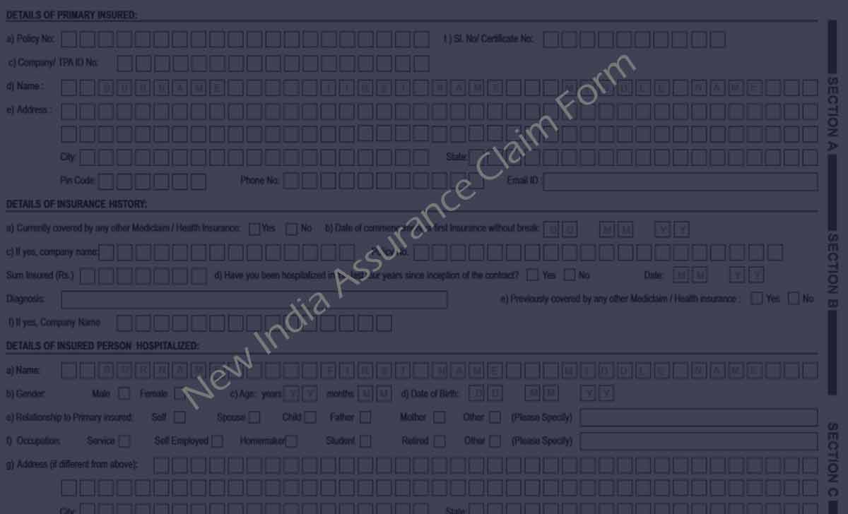 New India Assurance Mediclaim Claim Form Pdf