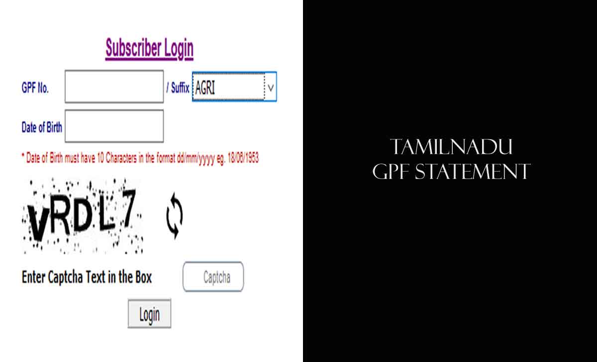 GPF Account Slip Tamilnadu