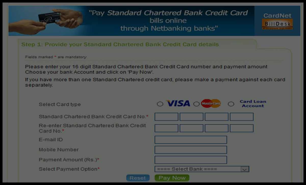 Standard Chartered Credit Card Payment 