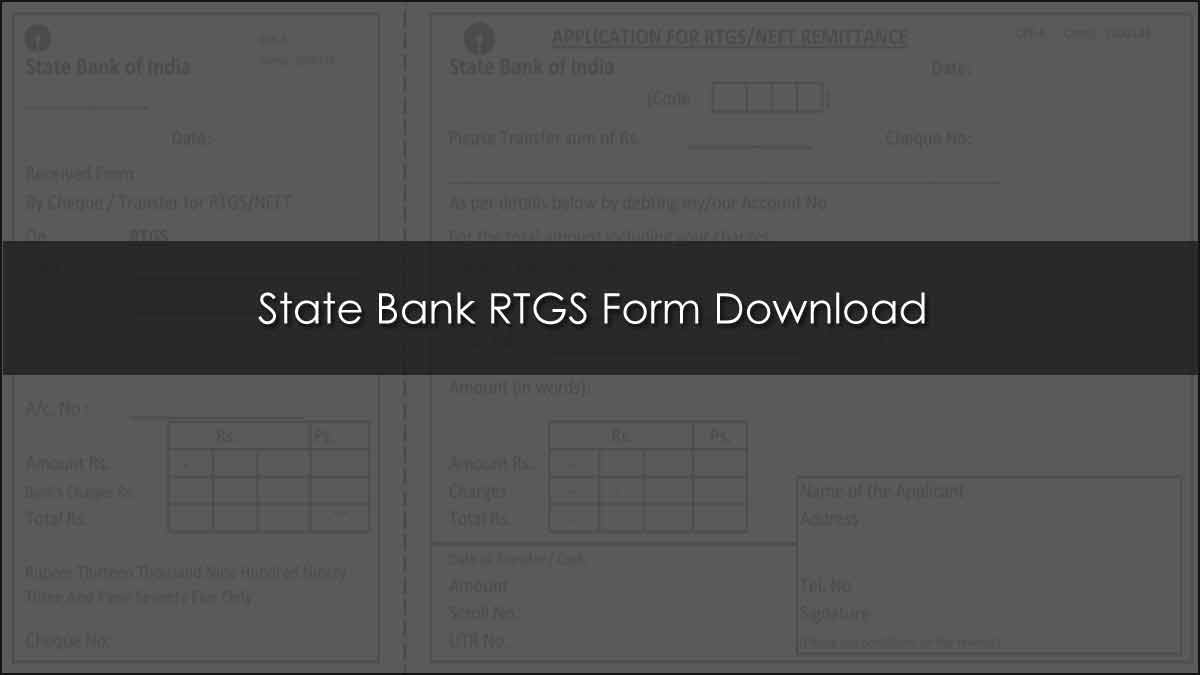 SBI RTGS Form