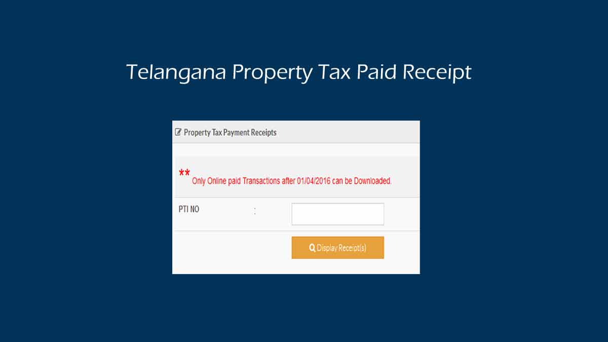 Property Tax Receipt Download Telangana