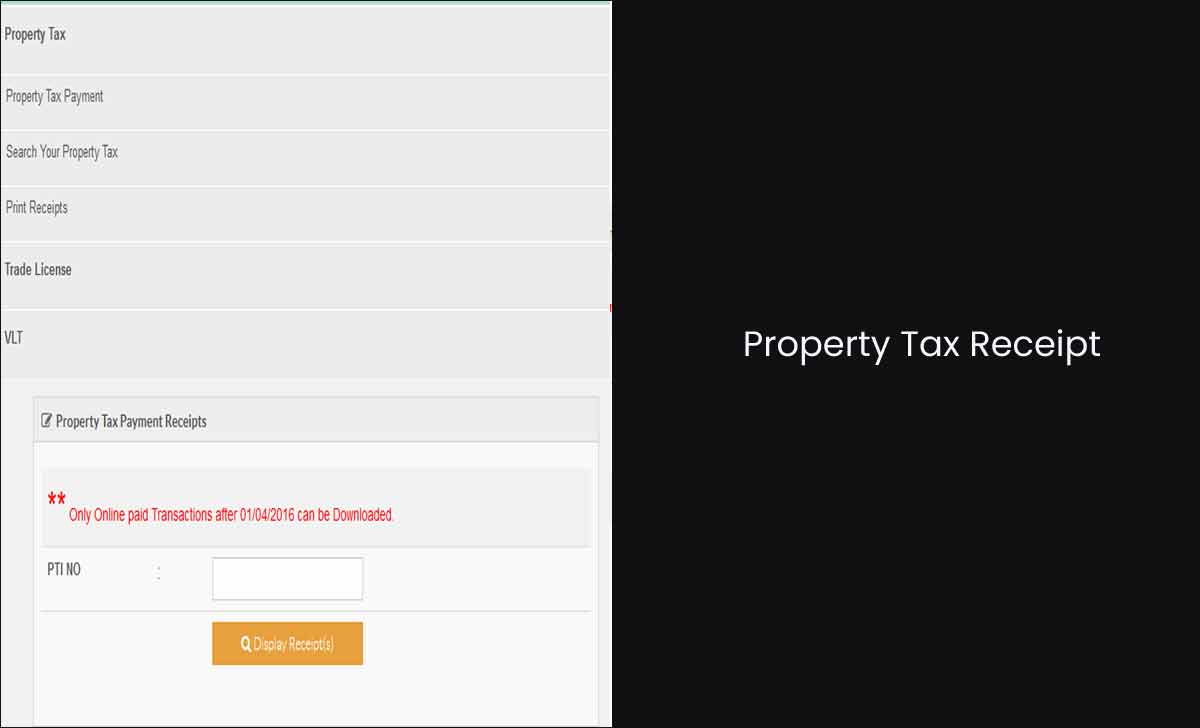 GHMC property tax receipt