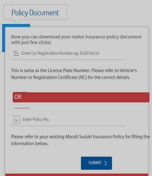Maruti Insurance Policy Download