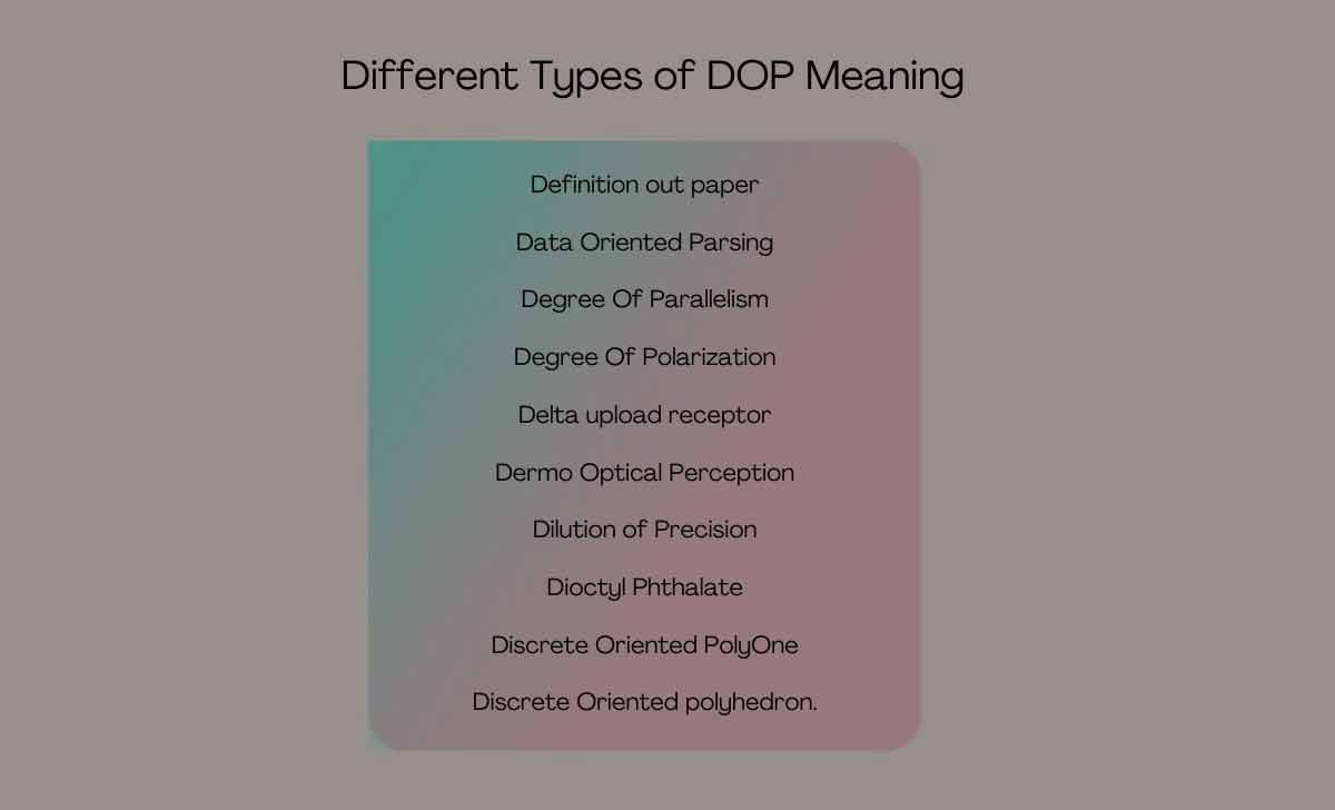 dop full form in hindi meaning